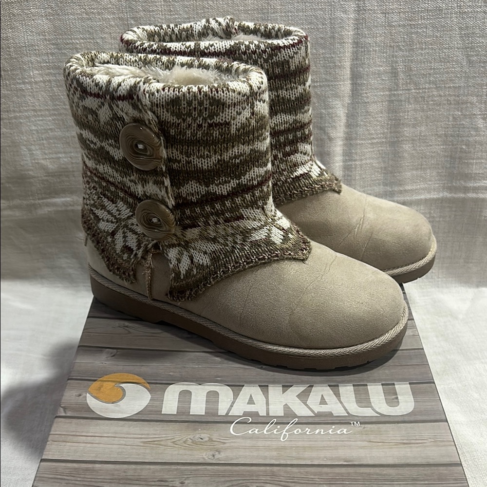 Women's Tan Knit Button Boots